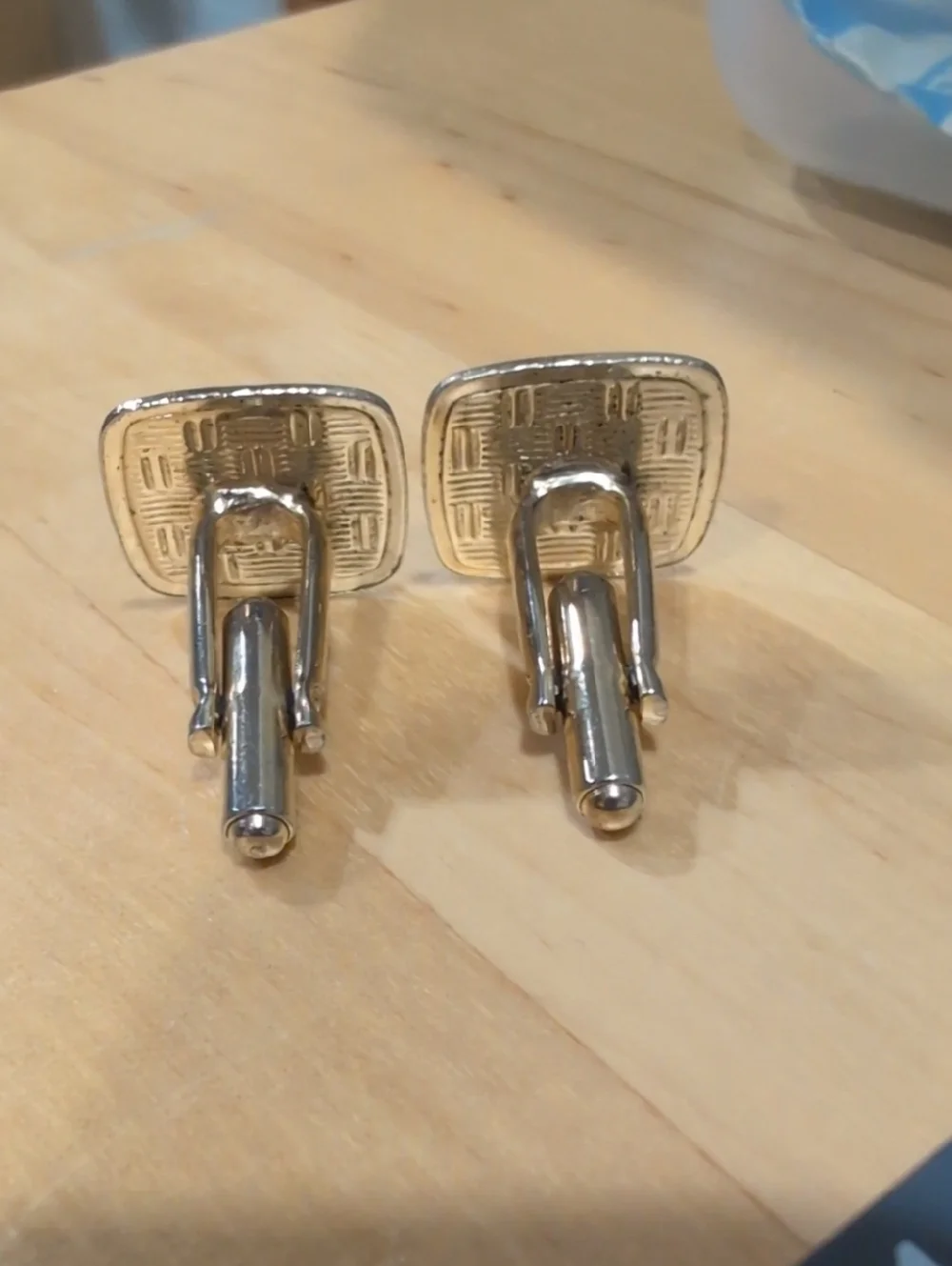 Vintage Gold Square Basket Weave Cuff Links
